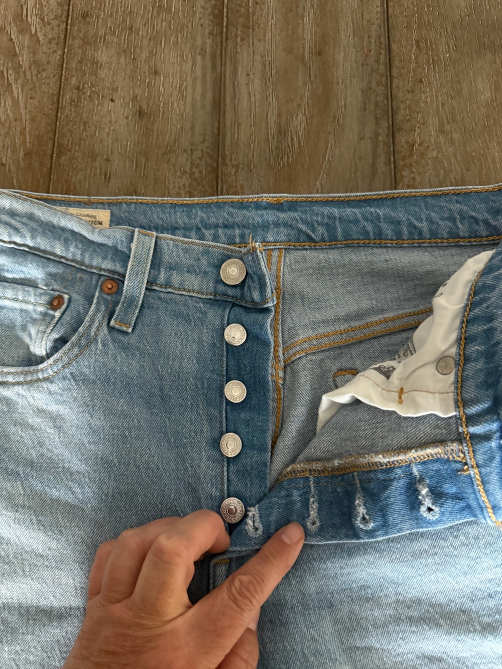 Light Blue 501 Premium Denim Jeans - Skinny Classic Button-Fly - Picture 4 of 14